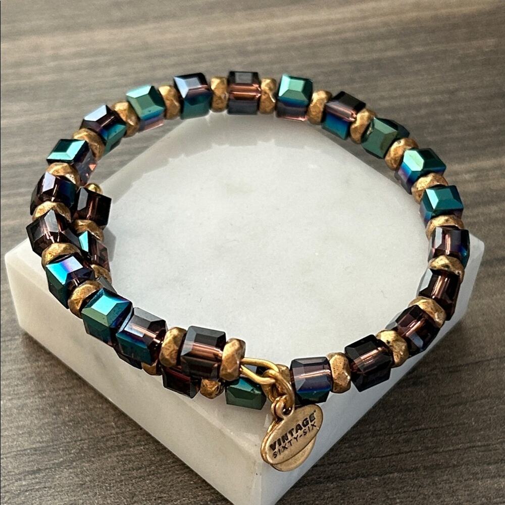 Alex and Ani Mulberry Wish Wrap Beaded Bracelet  #C100